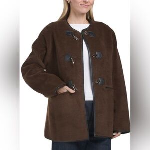 NWT Rebecca Minkoff Chocolate Shearling Toggle Jacket Medium